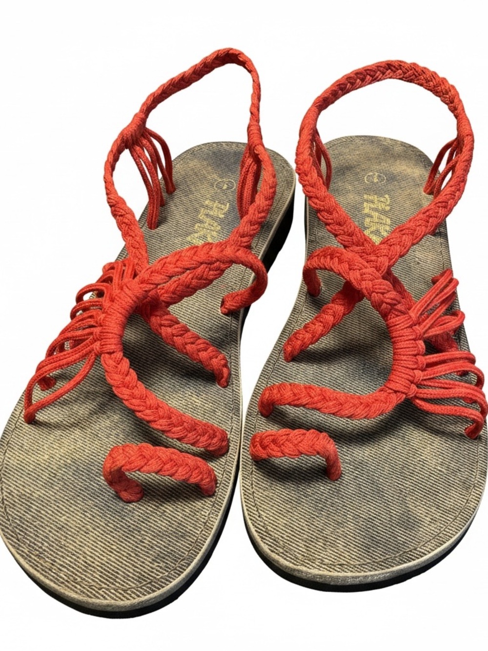 Braided Red Rope Gladiator Sandals for Women - Summer Slip-On